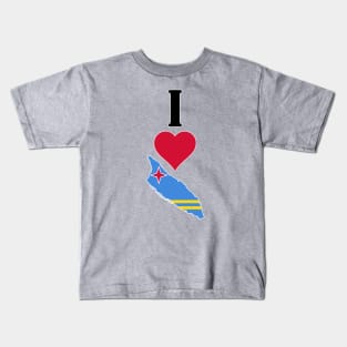 I Love Aruba Vertical I Heart Aruba Country Flag Map Kids T-Shirt